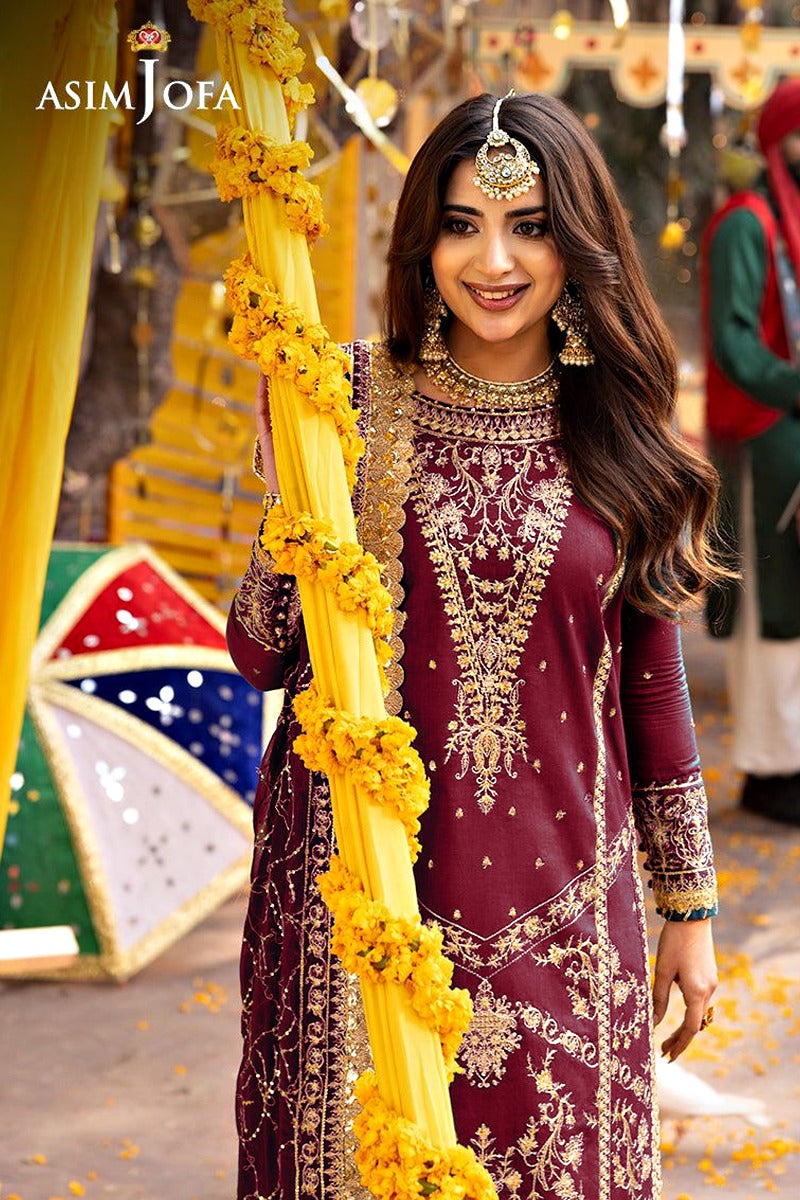 66%OFF @Asim Jofa Fancy 3 piece Chiffon with Ready To Wear Dupatta party Wear .wedding Wear .heavy Embroidered Suite